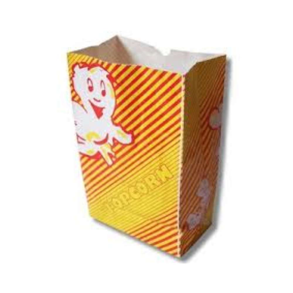 50 Popcorn Blockbodentüten,Popcornbeutel,Papiertüte1l ca.75g rot/gelb,Gr.1, 